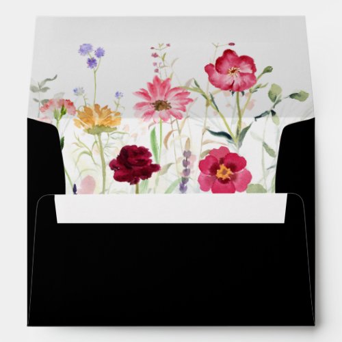 Garden Multicolor Wildflower Wedding Invitation  Envelope