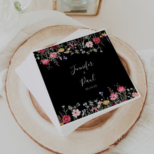 Garden Multicolor Wildflower Wedding Napkin