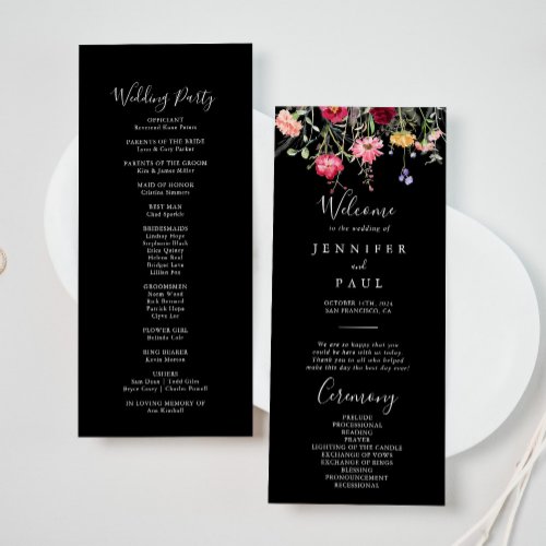 Garden Multicolor Wildflower Wedding Program