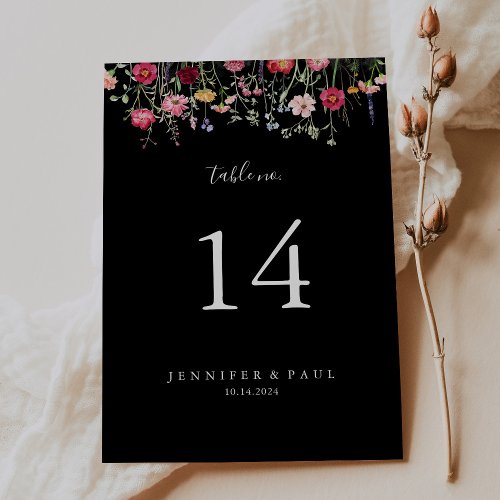 Garden Multicolor Wildflower Wedding Table Number