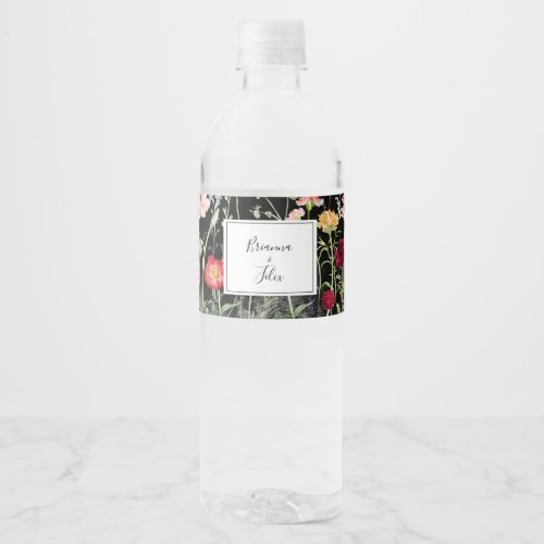 Garden Multicolor Wildflower Wedding  Water Bottle Label