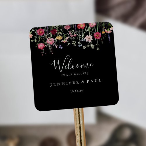 Garden Multicolor Wildflower Wedding Welcome Square Sticker