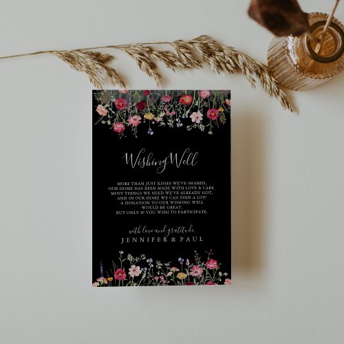 Garden Multicolor Wildflower Wedding Wishing Well Enclosure Card