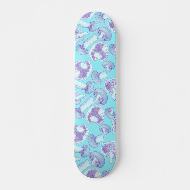 Garden Mushrooms blue Skateboard (Front)