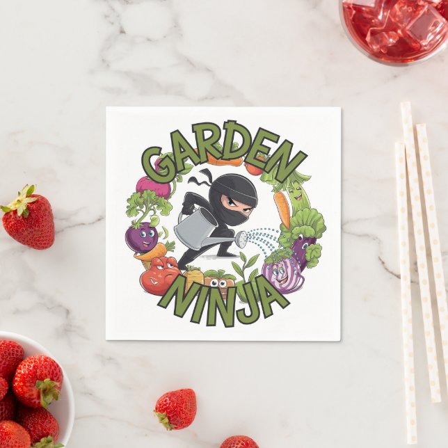 Garden Ninja Design - Fun Gardening Graphic Napkins (Insitu)
