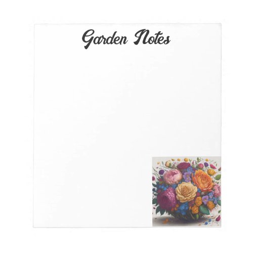 Garden Notes Colorful Rose and Floral Notepad