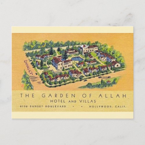 Garden of Allah Hotel color postcard