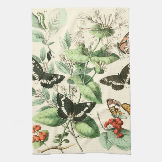 Garden of Butterflies and Flowers Kitchen Towel (Vertical)