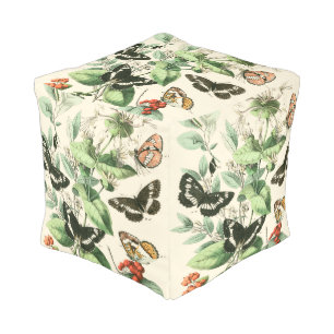 Garden of Butterflies and Flowers Pouf