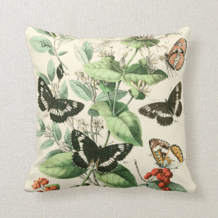 Garden of Butterflies and Flowers Throw Pillow