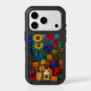 Garden of Cats Stained-Glass Floral Art iPhone 17 Pro Case