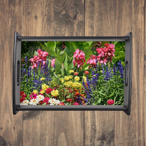 Garden of Colorful Summer Blooms Floral Serving Tray