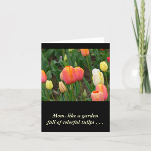 "GARDEN OF COLORFUL TULIPS", MOTHERS DAY CARD