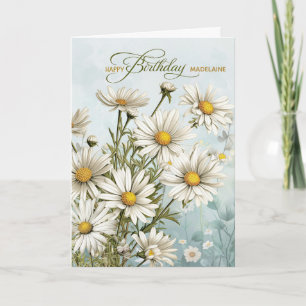 Garden of Daisies with Name Birthday Card