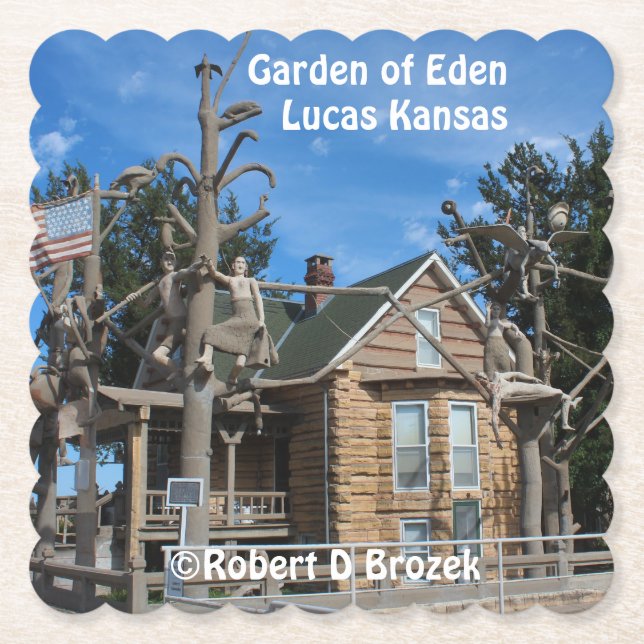 Garden of Eden Lucas Kansas Paper Coaster (Front)