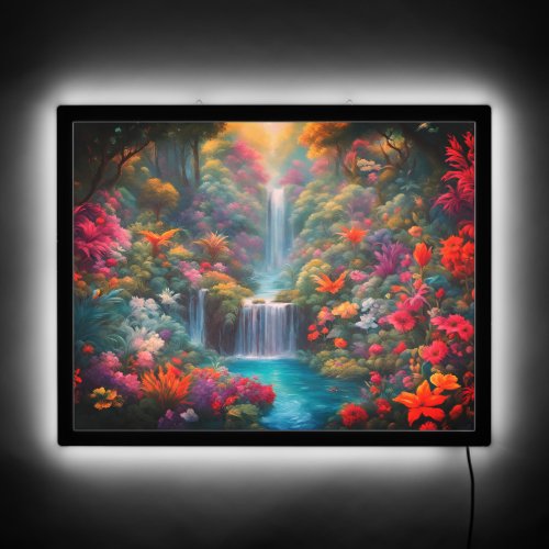 Garden of Eden Stunning Waterfall Floral Scene_ LED Sign