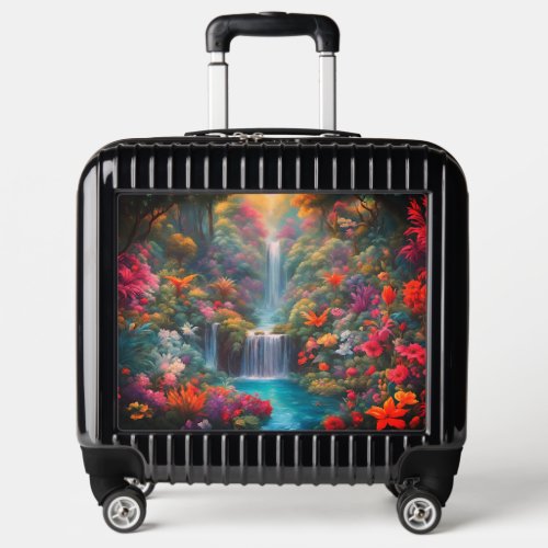 Garden of Eden Stunning Waterfall Floral Scene_ Luggage