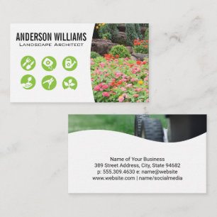 Garden of Flowers   Landscaping Icons Business Card