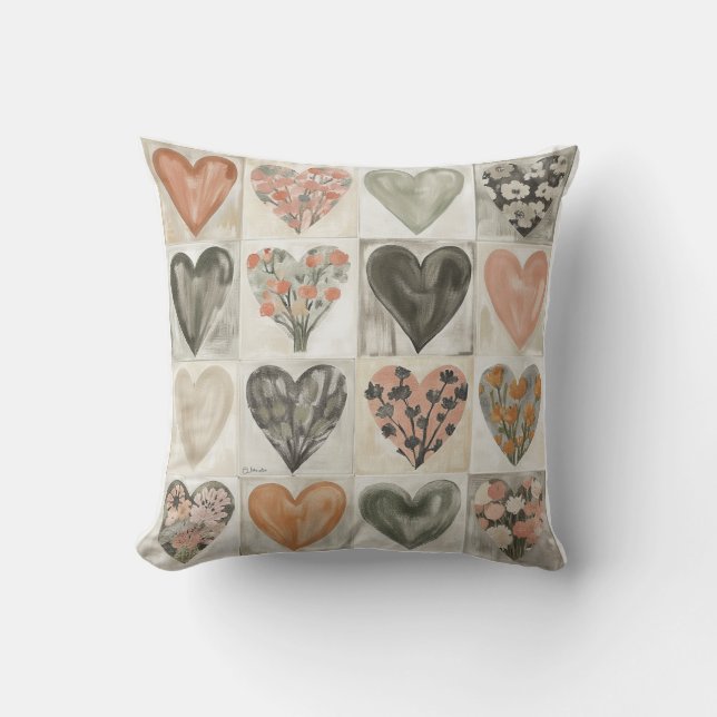 Garden of Hearts Throw Pillow (Front)