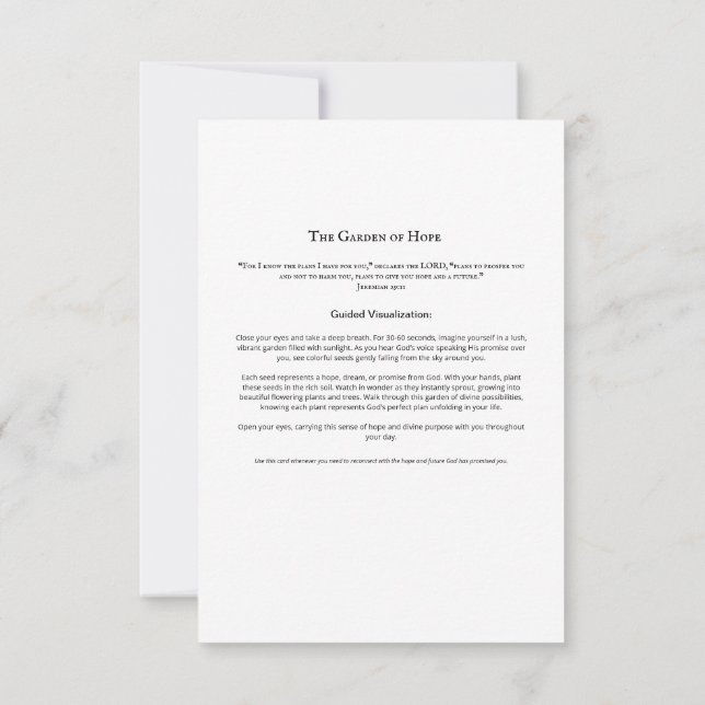 Garden of Hope Meditation Card | Christian Scriptu (Back)