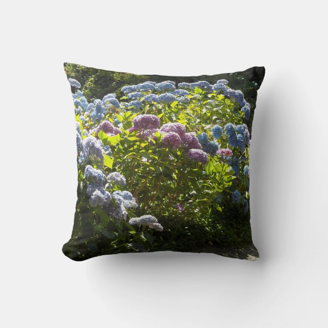 Garden of Hydrangeas Throw Pillow (Front)