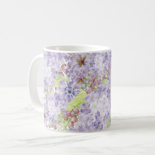Garden Of Lavender Flowers _ Watercolor Coffee Mug