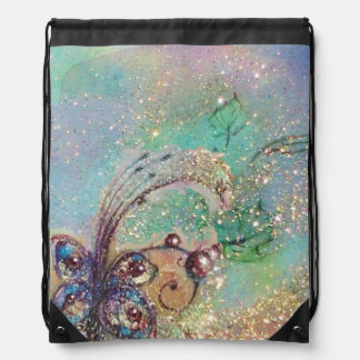 GARDEN OF LOST SHADOWS MAGIC BUTTERFLY PLANT Blue Drawstring Bag