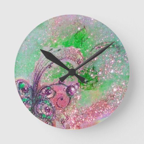 GARDEN OF LOST SHADOWSMAGIC BUTTERFLY PLANT Green Round Clock