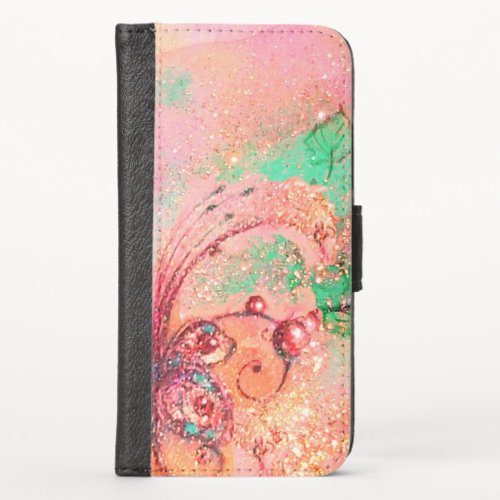 GARDEN OF LOST SHADOWS _MAGIC BUTTERFLY PLANT Pink iPhone X Wallet Case