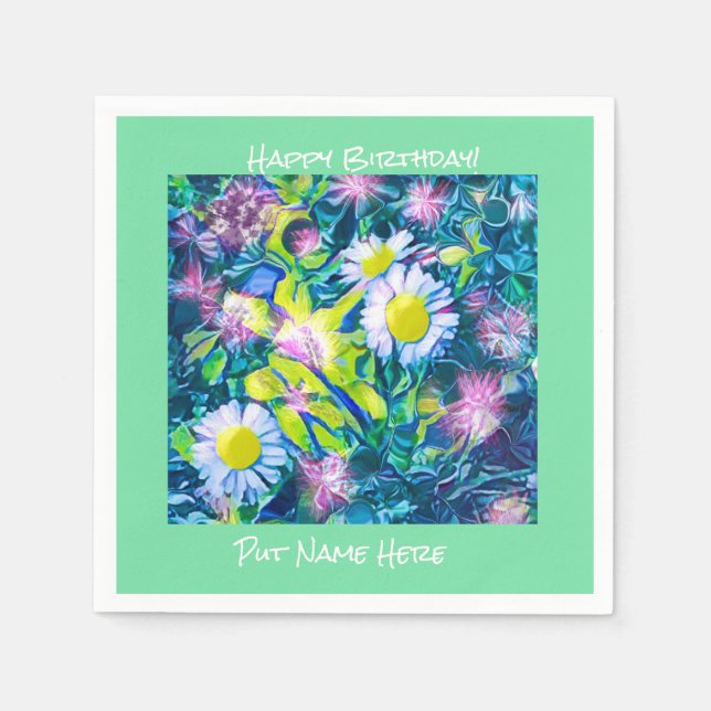 Garden of Love Wildflowers Birthday Napkins (Front)