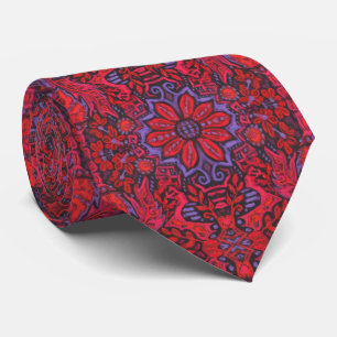 Garden of Magic Flowers Bohemian Arabesque Pattern Neck Tie