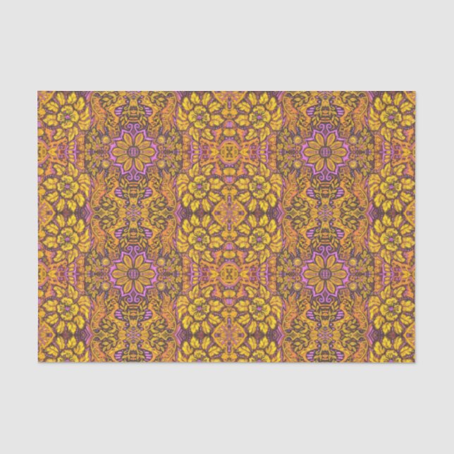 Garden of Magic Flowers Bohemian Arabesque Pattern Tissue Paper (Front)