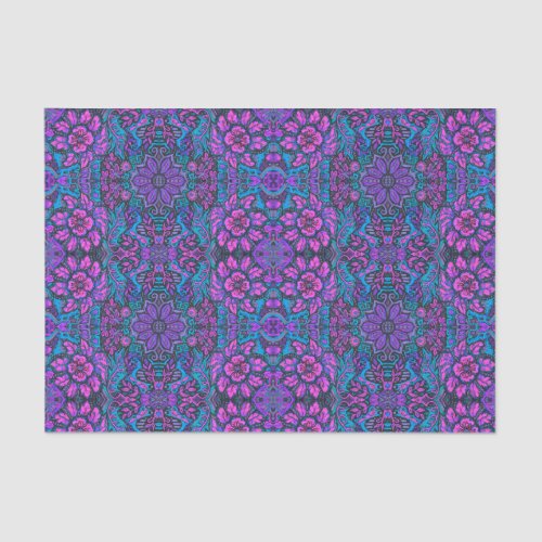 Garden of Magic Flowers Bohemian Arabesque Pattern Tissue Paper