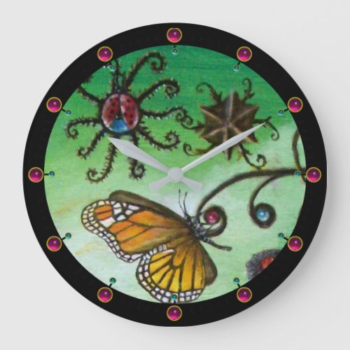 GARDEN OF MELISSA Magic Butterfly LadybugGreen Large Clock