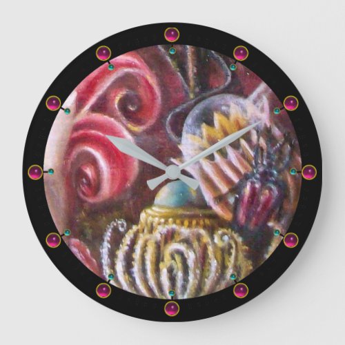 GARDEN OF MELISSA  Magic Flowers With Scarab Large Clock