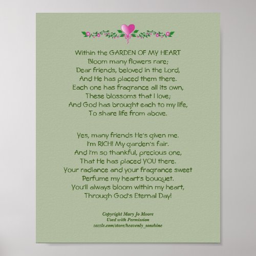 Garden of my Heart Poem Poster