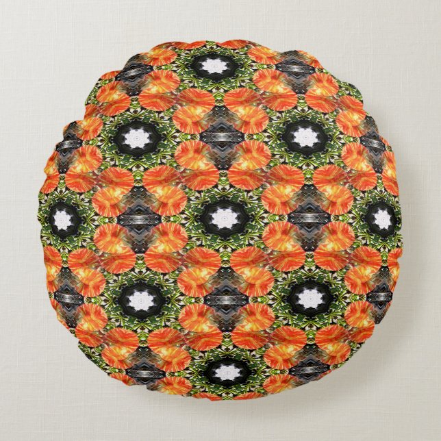 Garden of Poppies.... Round Pillow (Front)