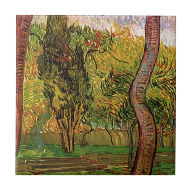 Garden of Saint-Paul Hospital by Vincent van Gogh Ceramic Tile (Front)