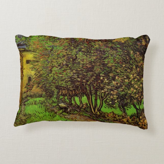 Garden of Saint-Paul Hospital by Vincent van Gogh Decorative Pillow (Back)