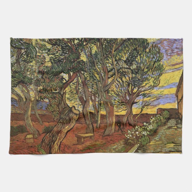 Garden of Saint-Paul Hospital by Vincent van Gogh Kitchen Towel (Horizontal)
