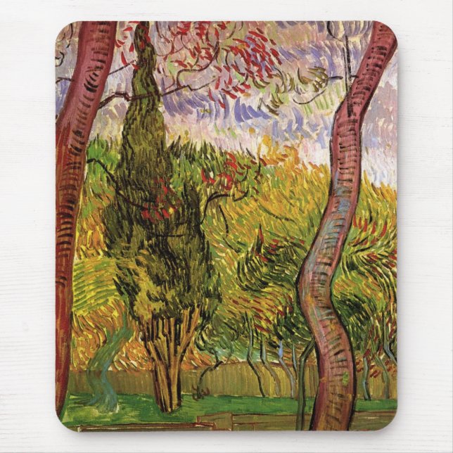 Garden of Saint-Paul Hospital by Vincent van Gogh Mouse Pad (Front)