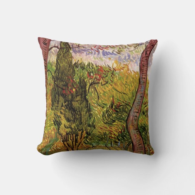 Garden of Saint-Paul Hospital by Vincent van Gogh Throw Pillow (Front)