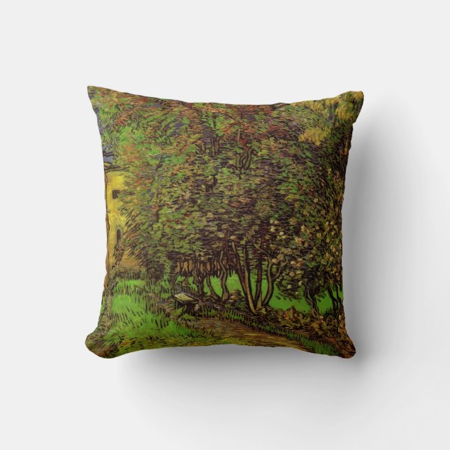 Garden of Saint-Paul Hospital by Vincent van Gogh Throw Pillow (Front)