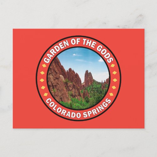 Garden of the Gods Colorado Springs Badge Postcard