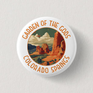 Garden of the Gods Colorado Springs Distressed Cir Button