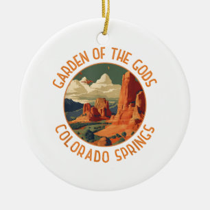 Garden of the Gods Colorado Springs Distressed Cir Ceramic Ornament