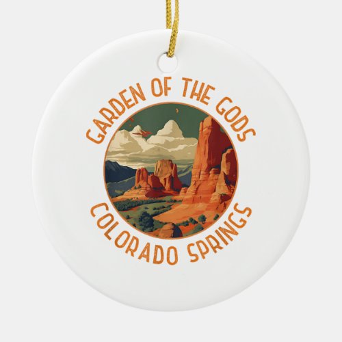 Garden of the Gods Colorado Springs Distressed Cir Ceramic Ornament