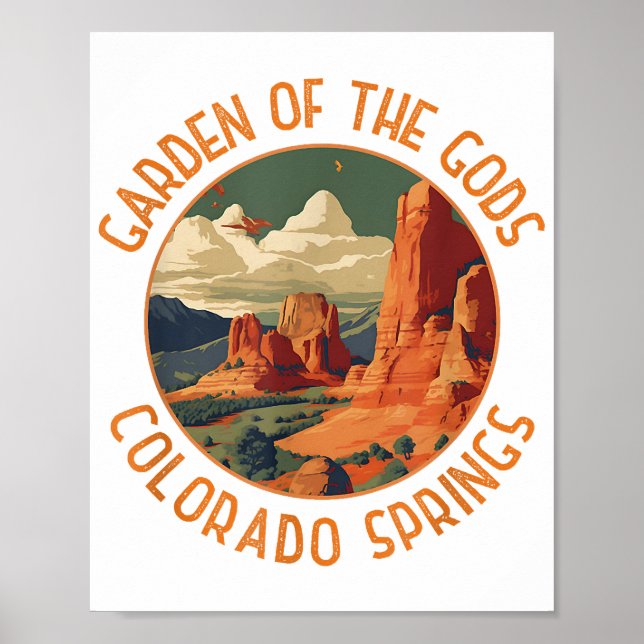 Garden of the Gods Colorado Springs Distressed Cir Poster (Front)