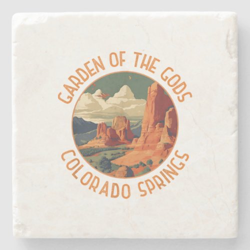 Garden of the Gods Colorado Springs Distressed Cir Stone Coaster