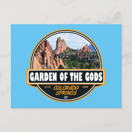 Garden of the Gods Colorado Springs Travel Emblem Postcard